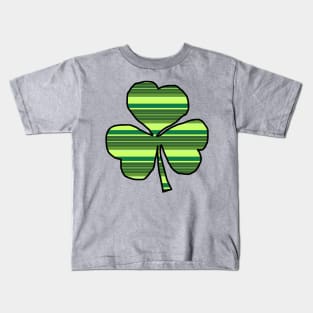 Irish Shamrock Green Stripes Kids T-Shirt